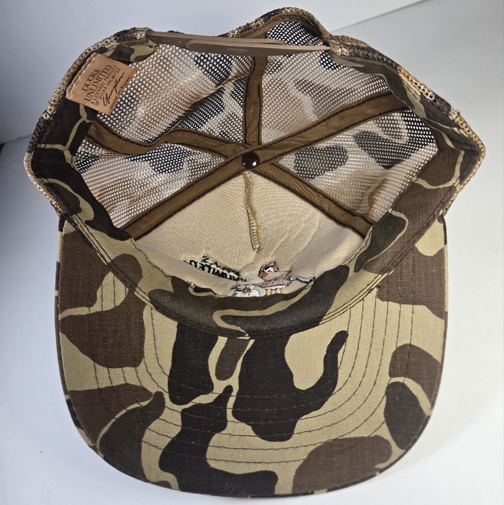 Vtg Ducks Unlimited Camo Snapback Trucker Hat John Baron Embroidered Mesh Back - Picture 5 of 5